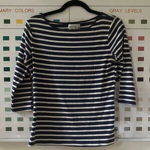 Zara Blue and White Stripe Top Sz L
